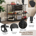 COSTWAY Wine Bar Cabinet, 3-Tier Liquor Cabinet - Image 6