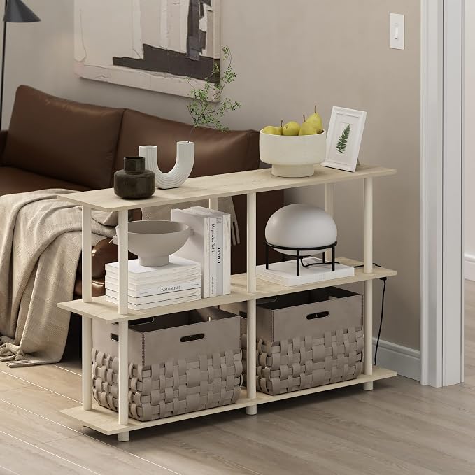 Furinno Turn-N-Tube No Tools 3-Tier Rectangle Side Display Rack, Bauhaus - Image 2