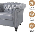 AVZEAR Chesterfield Leather Sofa 3 Seater Couch, Mid-Century Large Sofa Roll - Image 3