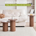 Round Side Tables Set of 3, Circle Modern Fluted Nesting Coffee Table, Accent - Image 6
