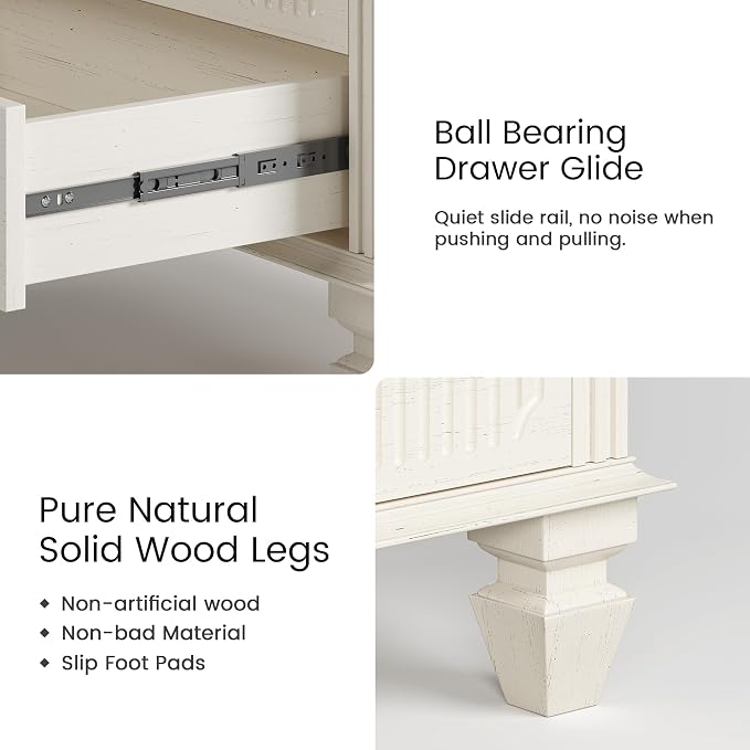 25.6'' Wide Bedside Table with 3 Drawers & Pull-out Tray, Smart Night Stand - Image 7