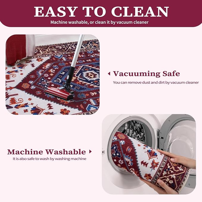SERISSA 8x10 Washable Non Slip Boho Area Rug - Image 4