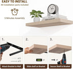 Acovy 36 Inch Floating Shelves, 3D Textured Wood Grain, Wooden Shelves - Image 6