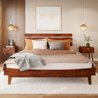 Bme Caden King Size Bed Frame and Adjustable Headboard, 15 Inch Mid Century by Bme