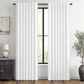 MIULEE 100% Blackout Linen Curtains 42 x 72 Inch Bright White 2 Panels | by MIULEE