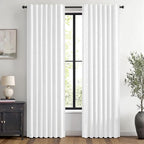 MIULEE 100% Blackout Linen Curtains 42 x 72 Inch Bright White 2 Panels | by MIULEE
