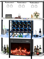 PUKAMI Bar Cabinet with Fireplace, Home Mini Bar Cabinet with Power Outlet and - Image 6