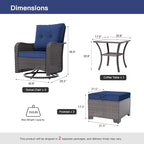 ALAULM 5-Piece Outdoor Swivel Rocking Chair Set - Image 3