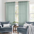 MIULEE Aqua Blue Linen Curtains 52x54 Inch 2 Panels - Image 2
