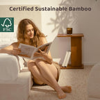 RECCI Solid Bamboo C-Shaped End Table Set of 2 - Image 4