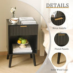 Fultyle Black Fluted Nightstand, Modern Bedside Table - Image 5