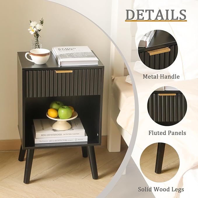 Fultyle Fluted Black Nightstand - Image 6