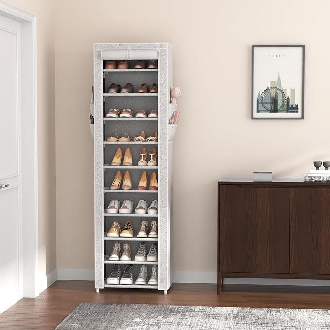 VTRIN Vertical Narrow Shoe Rack Organizer Tall Shoe Rack - Image 7