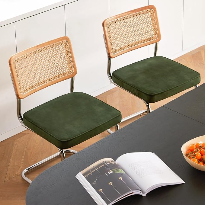 GrandNoor Rattan Dining Chairs Set, Wooden Mid Century Modern Dining Room Chairs - Image 4