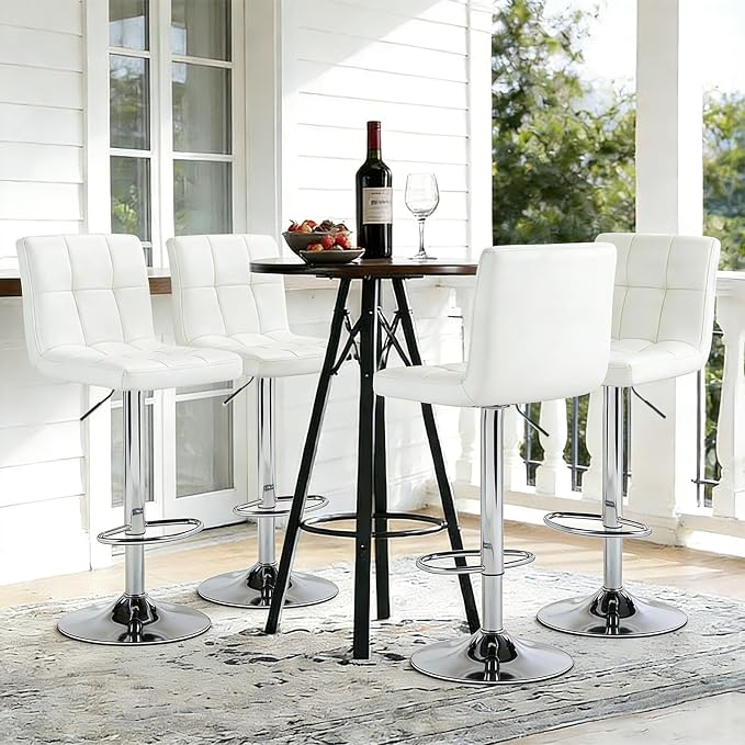 DUMOS Bar Stools Set of 4, 24 inch Counter Height Bar Stools, Upholstered - Image 6