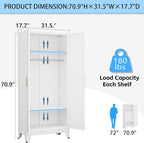 erosoei 71 "Metal Armoire Wardrobe Closet, Steel Clothing Storage Cabinet - Image 2