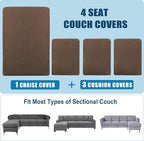 Water Repellent L Shaped Couch Covers 4 Pieces Sofa Seat Cushion Slipcovers - Image 7