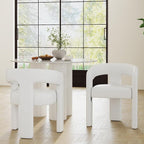 RIVOVA Modern Barrel Dining Chairs Set of 2, PU Leather Upholstered Accent Side by RIVOVA