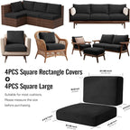 8Pcs Outdoor Cushion Covers, Stretch Patio Furniture Couch Chair Slipcovers | - Image 2