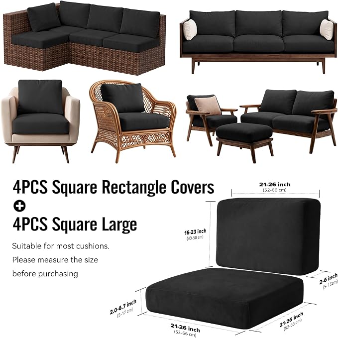 8Pcs Outdoor Cushion Covers, Stretch Patio Furniture Couch Chair Slipcovers | - Image 2
