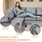 Wakefit Sectional Sofa Couch, Modern 4-Seaters Living Room Furniture Sets - Image 3