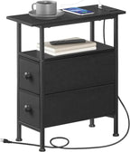 HOOBRO End Table with Charging Station, Narrow Side Table with 2 Fabric Drawers - Image 7