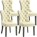 KCC Faux Leather Dining Chairs Set of 4, Upholstered High-end Tufted Dining by KCC