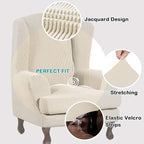 Turquoize Wingback Chair Covers 2 Piece Wing Chair Slipcover Stretch Slipcovers - Image 4