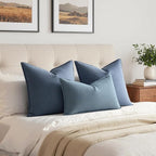 MIULEE Decorative Linen Lumbar Pillow Cover 12x20 Inch Blue Grey | Boho - Image 4