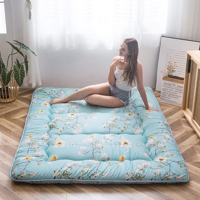 MAXYOYO Rustic Floral Korean Floor Mattress, Foldable Mat Roll Up Camping by MAXYOYO