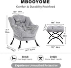 MBOOYOME Lazy Chair with Folding Ottoman, Modern Accent Armchair with Armrests - Image 3