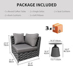 TWT 3-Piece Woven Rope Patio Furniture Set, 2 Outdoor Armchairs - Image 2