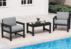 SERWALL 3 Pieces HDPE Outdoor Sofa Bistro Set by SERWALL