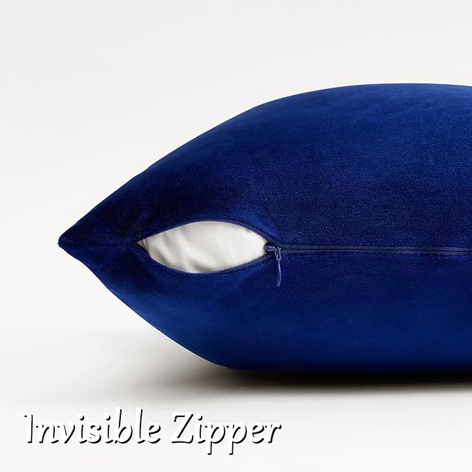 GIGIZAZA Royal Blue Velvet Throw Pillow Covers 20x20 Pack of 2 | Decorative - Image 3