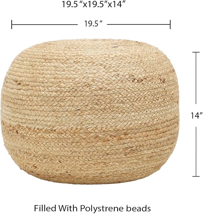 · REDEARTH · Jute Circular Pouf Ottoman - Image 3