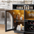 Wine Bar Cabinet 54", Arched Glass Doors, Wine Rack, Adjustable Shelves - Image 4