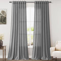 Dark Grey Linen Extra Long Curtain 108 Inches Long 2 Panels Set Back Tab Drapes by Nanspring