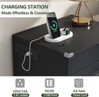 Gyfimoie Led Night Stand with Charging Station & RFID Lock Cabinet, Smart - Image 3