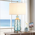 Ruzectt Coastal Glass Table Lamps, 3-Way Dimmable Touch Control Bedside Lamps by Home
