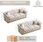 Luxury Chesterfield Sofa Set of 2, Velvet Tufted Couch Victorian Black and Gold - Image 2