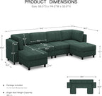 Belffin Modular Sectional Sofa U Shaped Sectional Sofa Couch 6 Seater Corduroy - Image 2