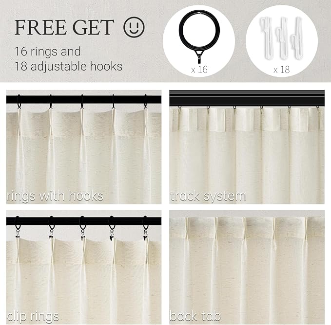 Pinch Pleated 92 Inch Curtains 2 Panels - Image 2