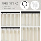 Topfinel 105 Inch Curtains 2 Panels Set, Two Packs Pinch Pleat Back Tab Linen - Image 2