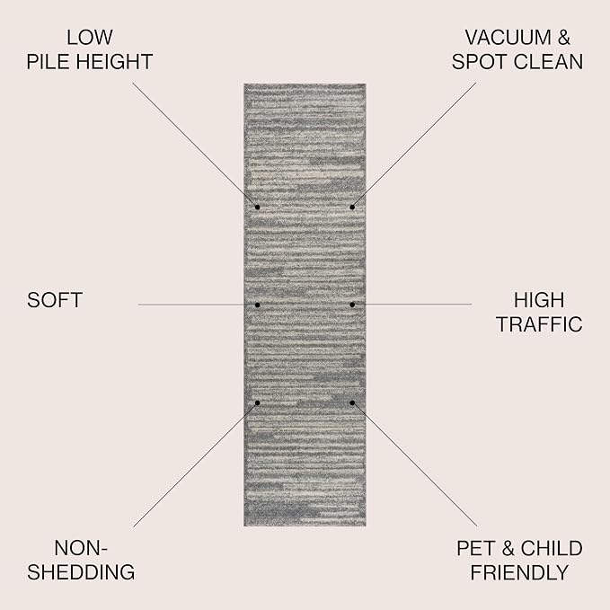 JONATHAN Y Khalil Modern Berber Stripe Gray/Cream Runner Rug, Contemporary - Image 3