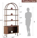 79" Tall Arched Bookshelf with Sliding Tambour Doors, Mid Century Modern Curved - Image 2