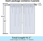 Simplebrand White Sheer Curtains 90 Inches Long, Light Filtering Rod Pocket - Image 2