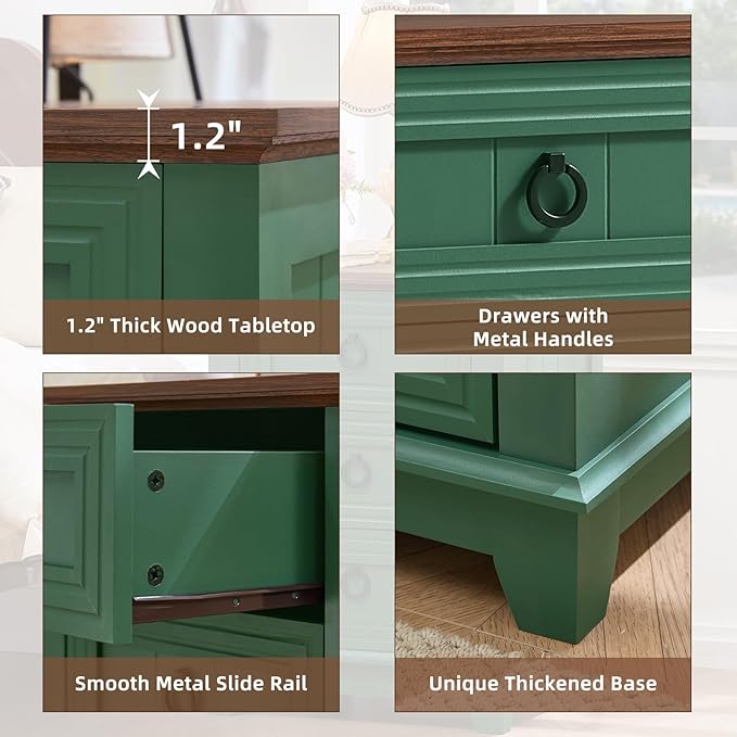 Joaxswe Farmhouse Night Stand Set of 2, Sofa Bed Side Table Chest of Drawers - Image 5