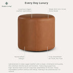 Lifestyle Solutions 19” Wentworth Ottoman Round Faux Leather Bench, Stationary - Image 6