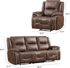 EBELLO Faux Leather Manual Recliner Sofa Set, 1 Seat Reclining Chair and a 3 - Image 2