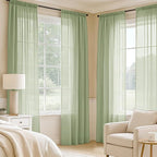 MIULEE Sage Green Sheer Curtains 96 Inches Long 4 Panels 42 x 96 Inches | Light - Image 2